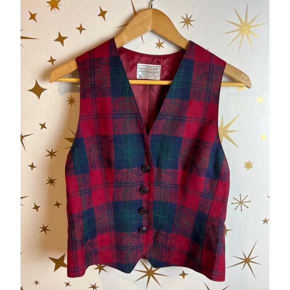 Vintage Pendleton Tartan Plaid Vest - Picture 1 of 9